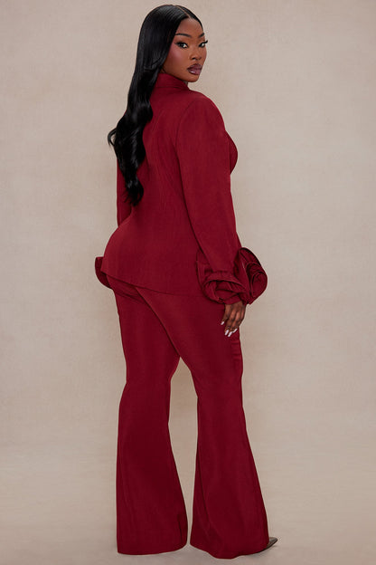 Amora Blazer Suit Set - Burgundy