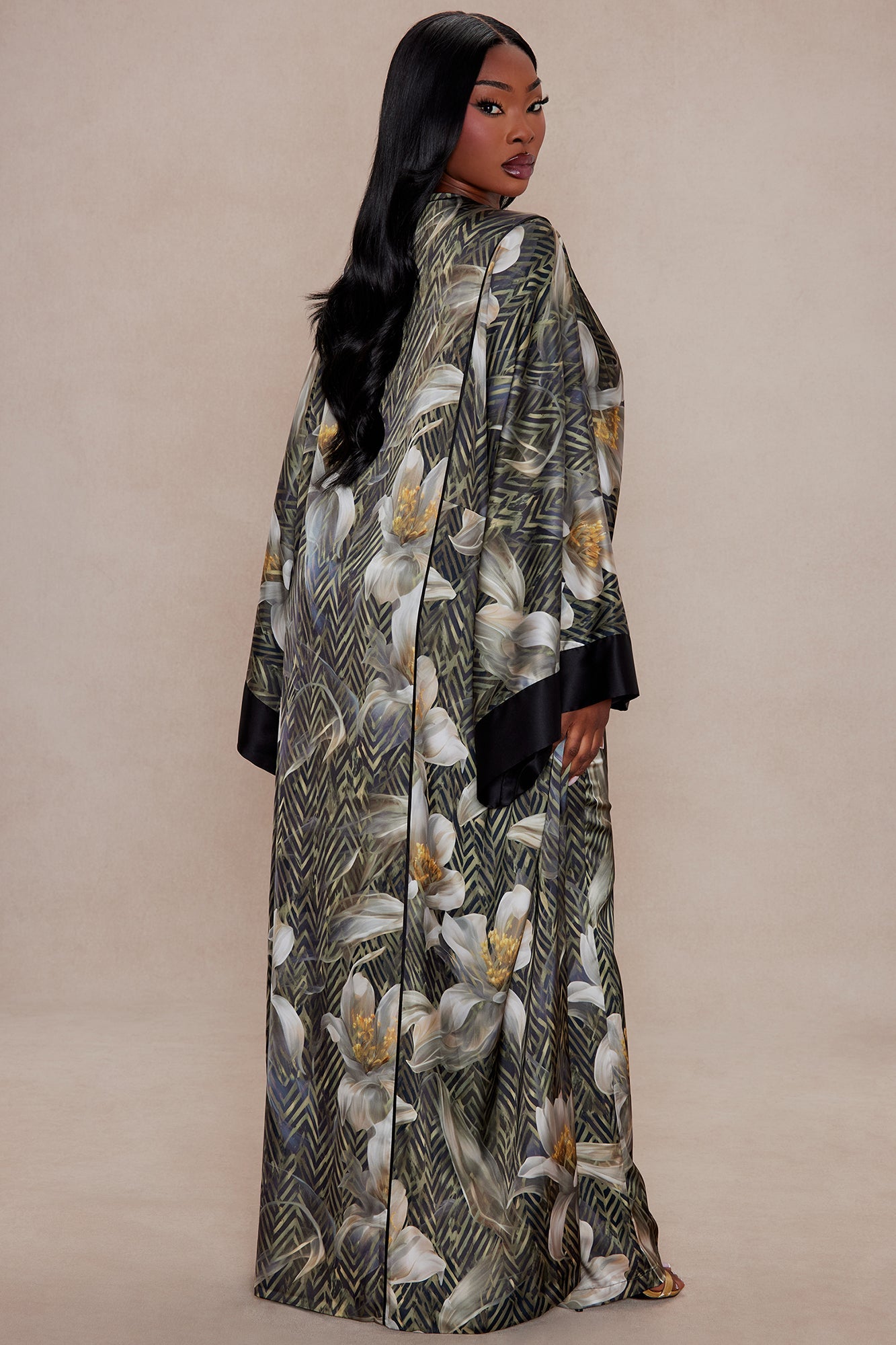 Alia Satin Kimono - Green/combo