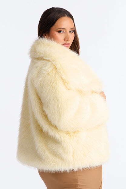 Winter Party Faux Fur Coat - Yellow