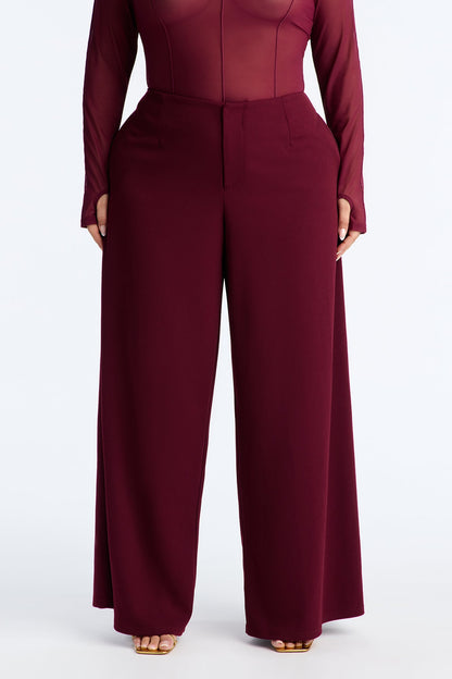 Cosette Crepe Super Wide Leg Trousers 33 - Burgundy