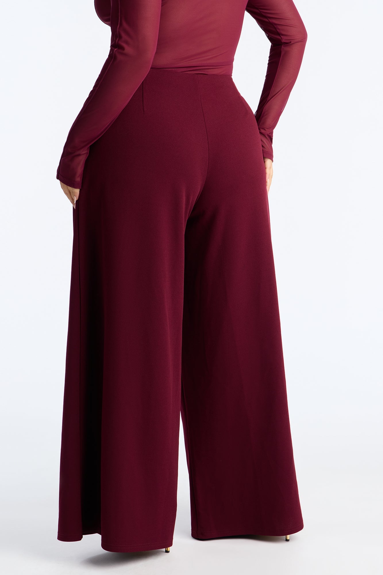 Cosette Crepe Super Wide Leg Trousers 33 - Burgundy
