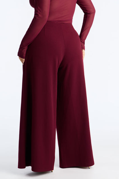 Cosette Crepe Super Wide Leg Trousers 33 - Burgundy