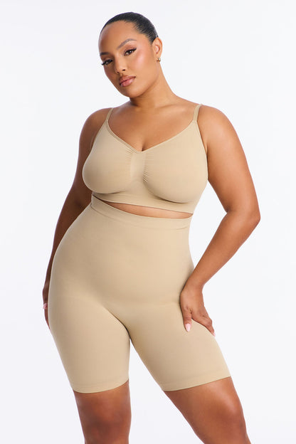 Nova Sculpt Seamless Strong Compression Thigh Shaper - Sand