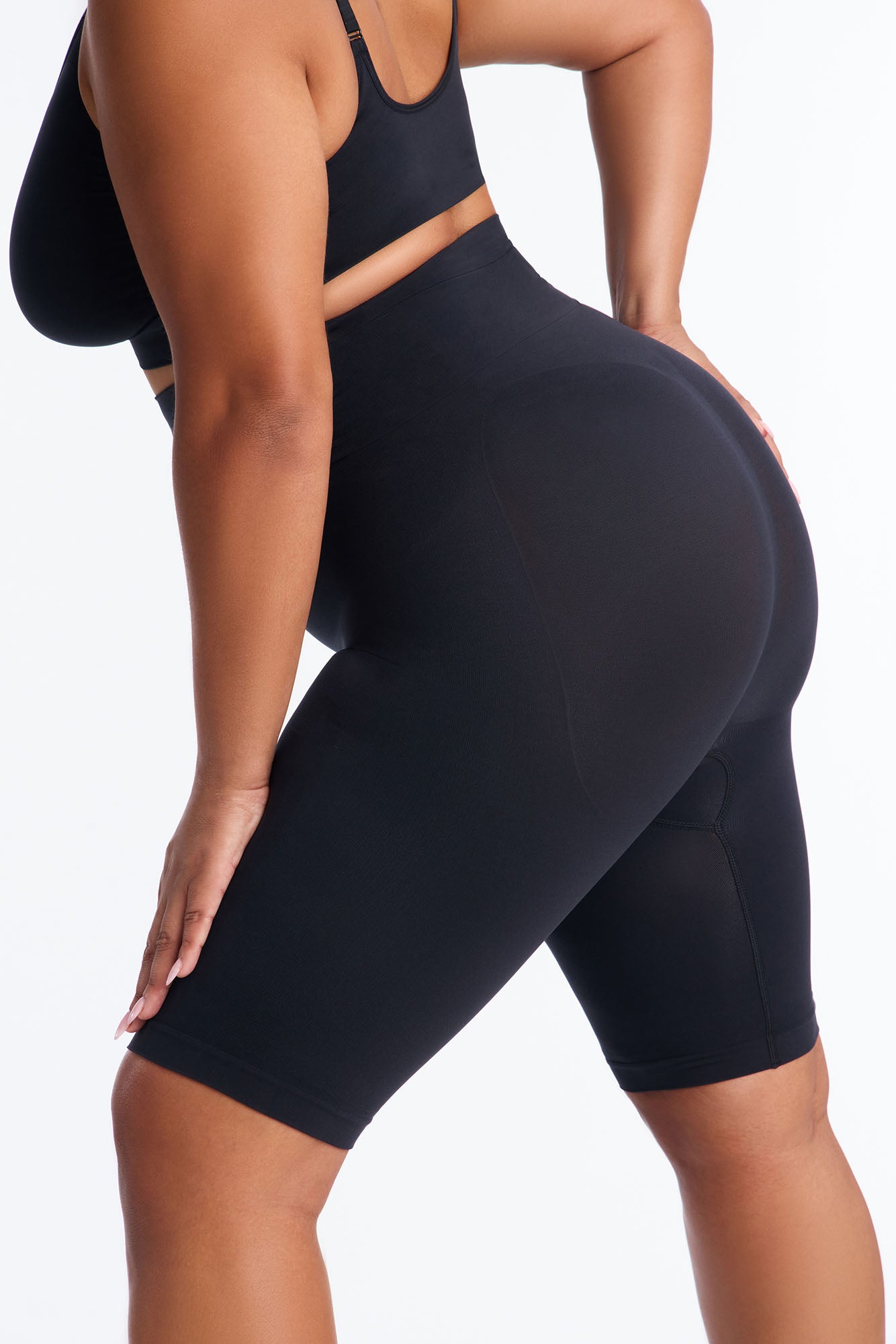 Nova Sculpt Seamless Strong Compression High Waisted Thigh Shaper - Black