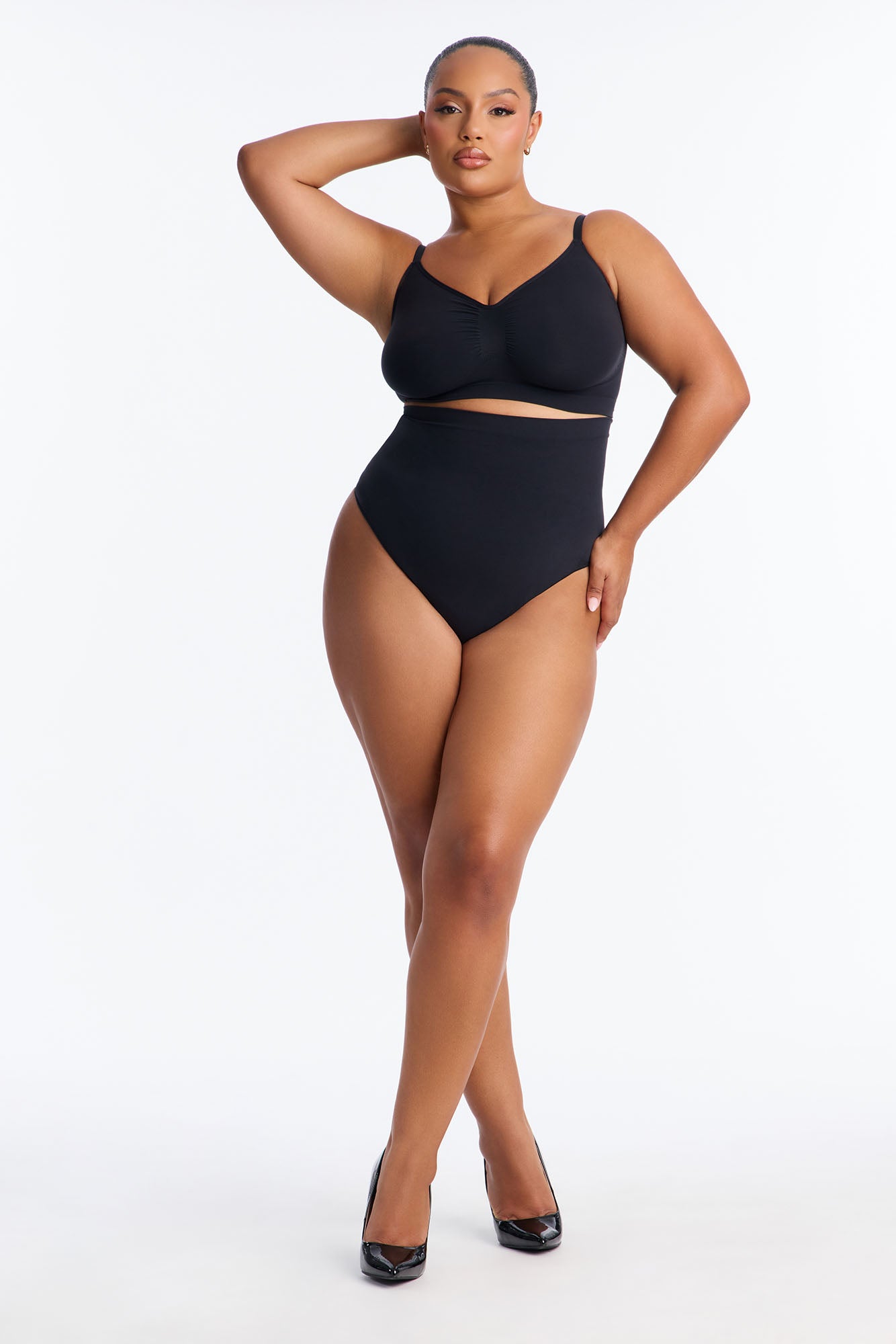 Nova Seamless Sculpt Strong Compression High Waisted Thong - Black