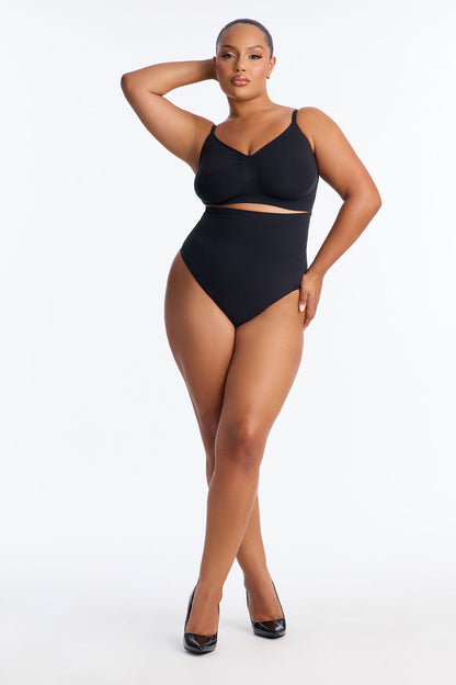 Nova Seamless Sculpt Strong Compression High Waisted Thong - Black