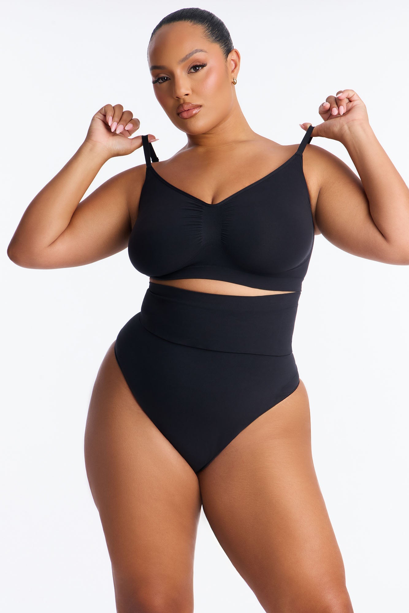 Nova Seamless Sculpt Strong Compression High Waisted Thong - Black