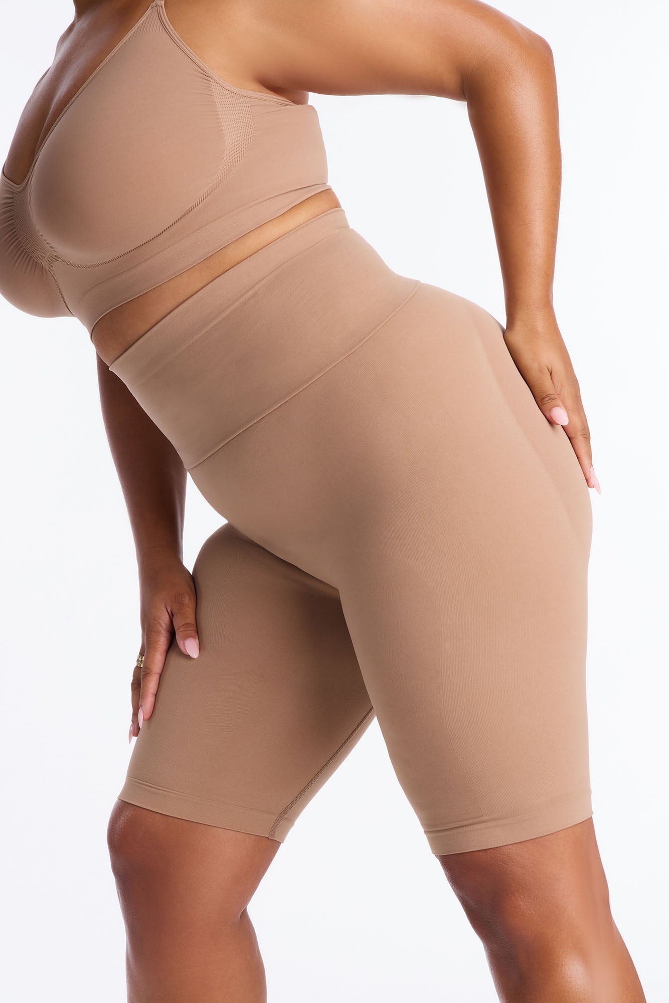 Nova Sculpt Seamless Strong Compression High Waisted Thigh Shaper - Nude