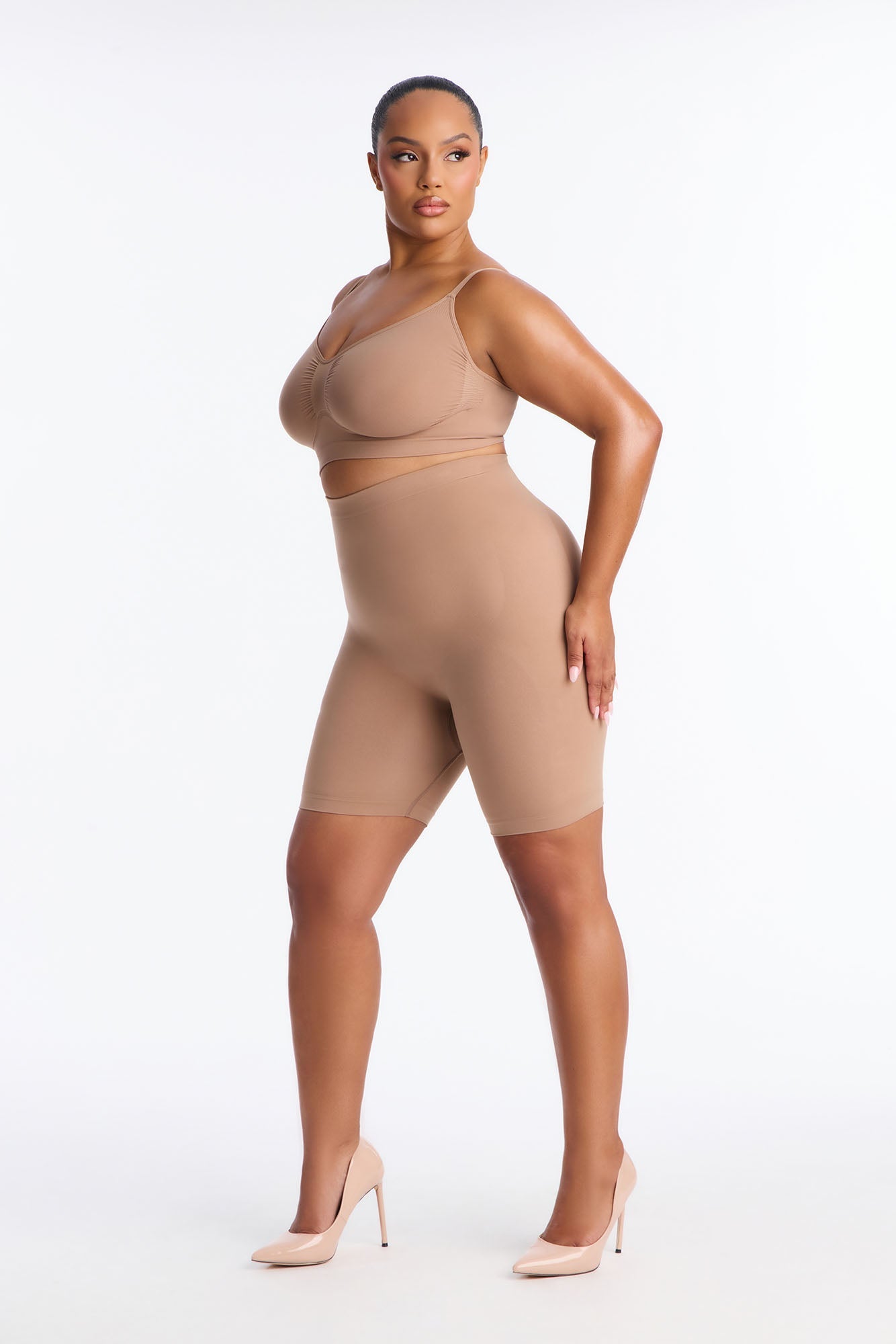Nova Sculpt Seamless Strong Compression Thigh Shaper - Nude
