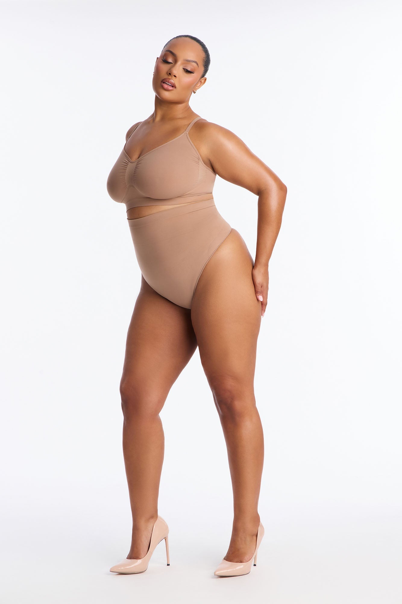 Nova Seamless Sculpt Strong Compression High Waisted Thong - Nude