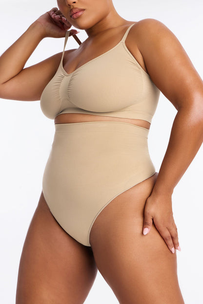 Nova Seamless Sculpt Strong Compression High Waisted Thong - Sand