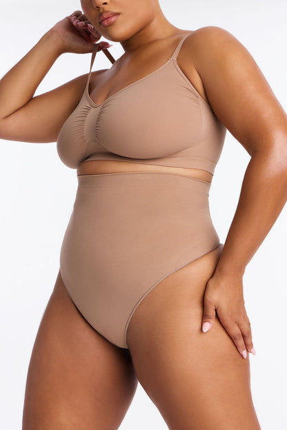 Nova Seamless Sculpt Strong Compression High Waisted Thong - Nude