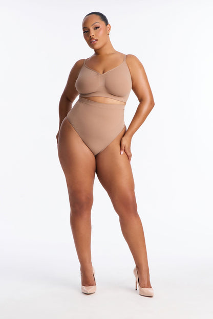 Nova Sculpt Seamless Strong Compression Mid Waist Thong - Nude