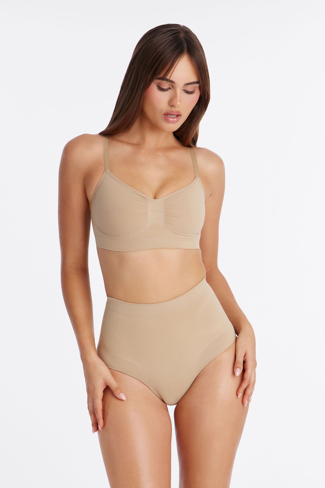 Nova Sculpt Seamless Strong Compression Mid Waist Brief - Sand
