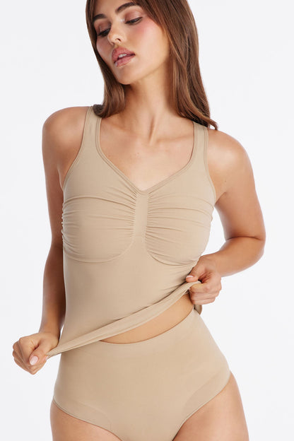 Nova Sculpt Seamless Strong Compression Shaping Tank - Sand