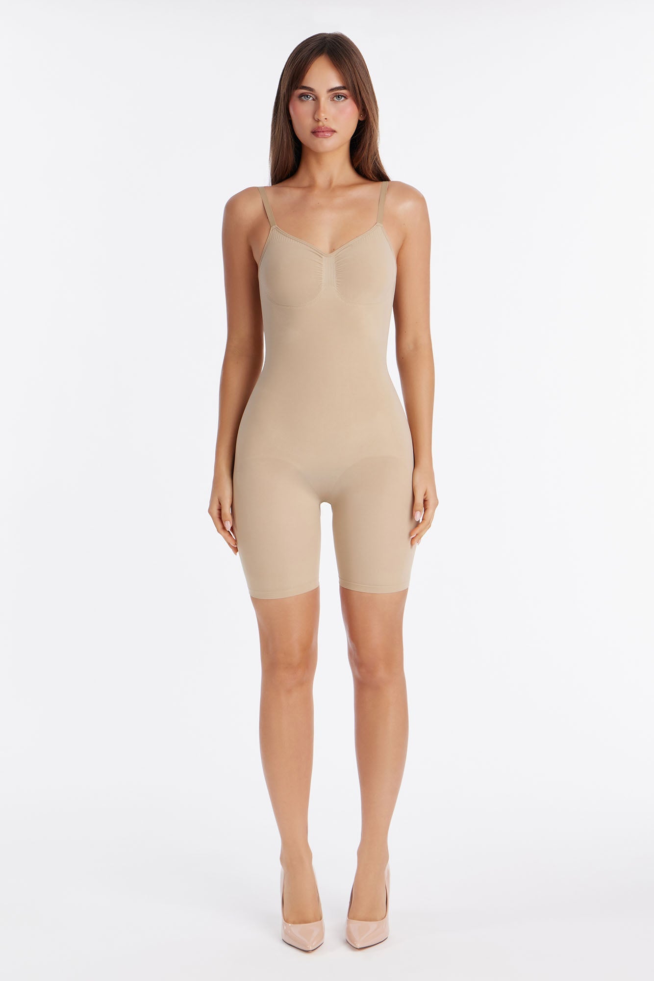 Nova Sculpt Seamless Strong Compression Low Back Thigh Shaping Bodysuit - Sand