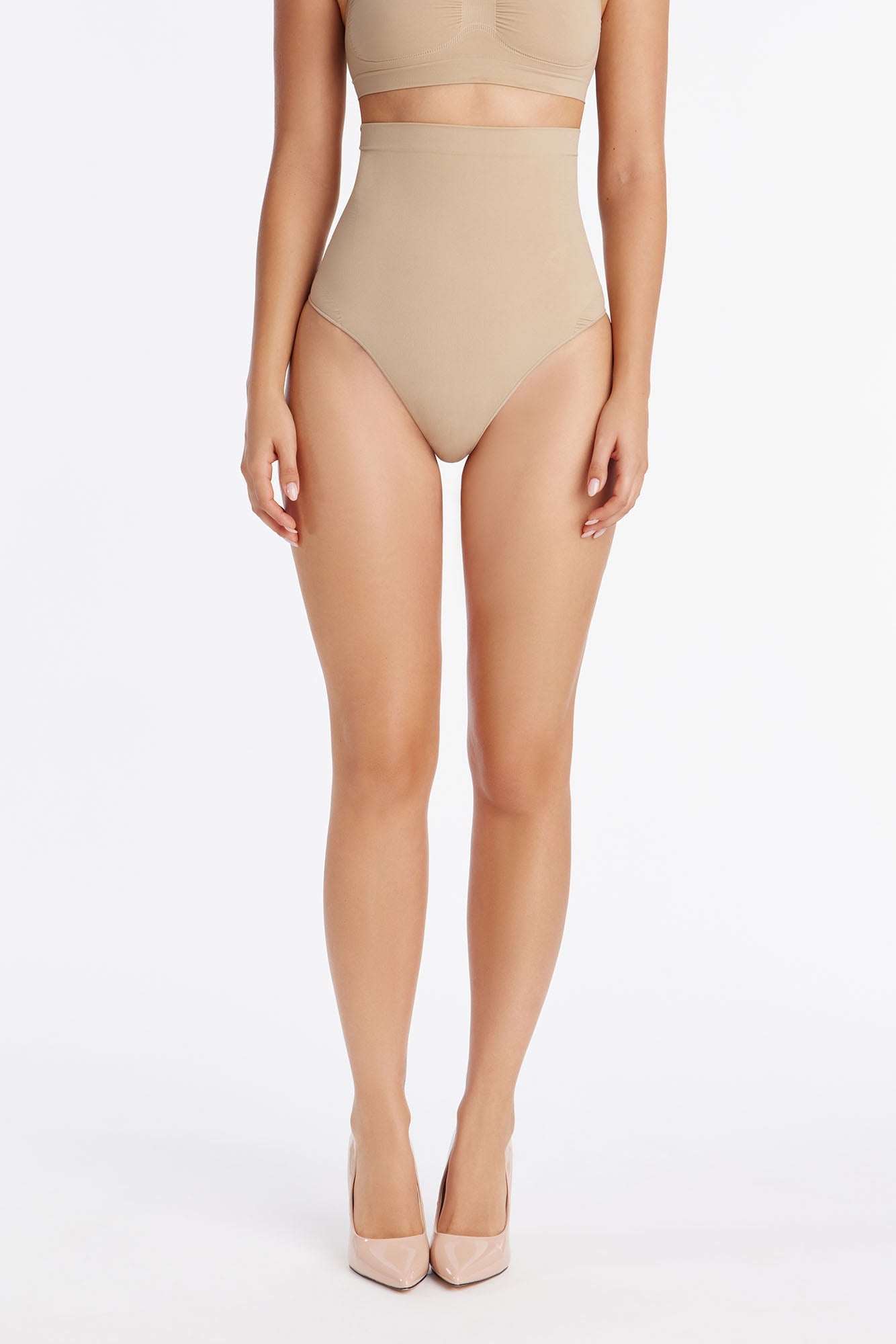 Nova Seamless Sculpt Strong Compression High Waisted Thong - Sand