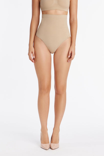 Nova Seamless Sculpt Strong Compression High Waisted Thong - Sand