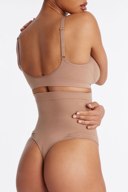 Nova Seamless Sculpt Strong Compression High Waisted Thong - Nude