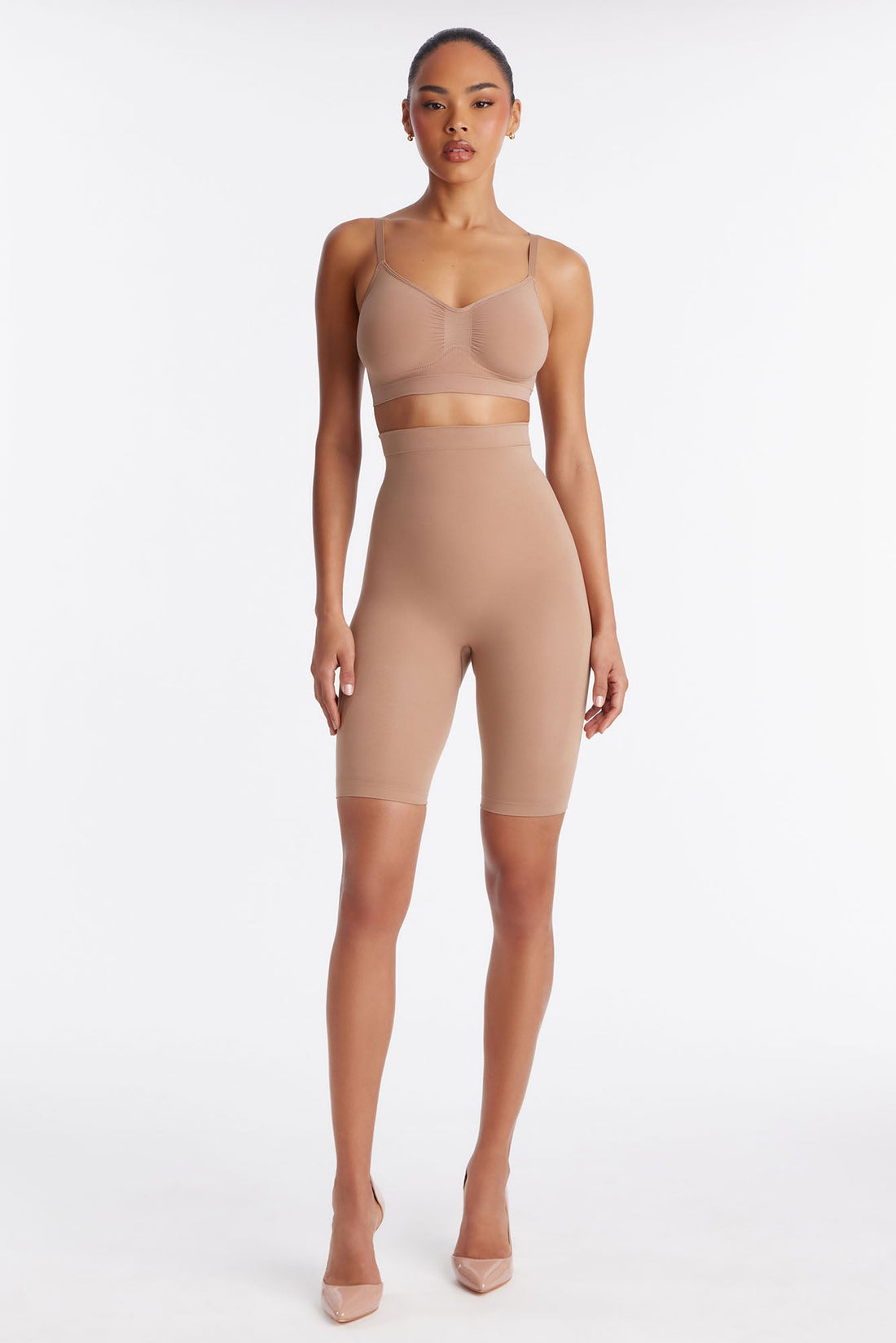 Nova Sculpt Seamless Strong Compression High Waisted Thigh Shaper - Nude