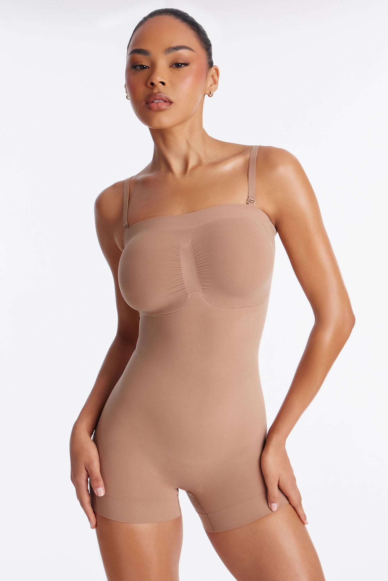 Nova Sculpt Seamless Strong Compression Strapless Shortie Bodysuit - Nude