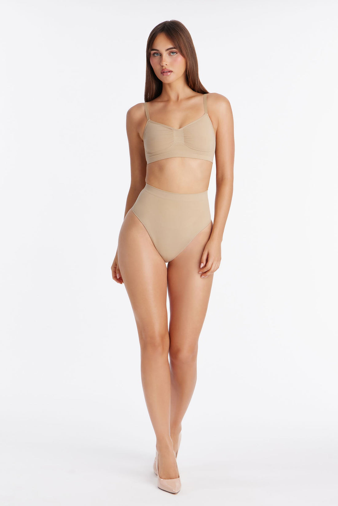 Nova Sculpt Seamless Strong Compression Mid Waist Thong - Sand