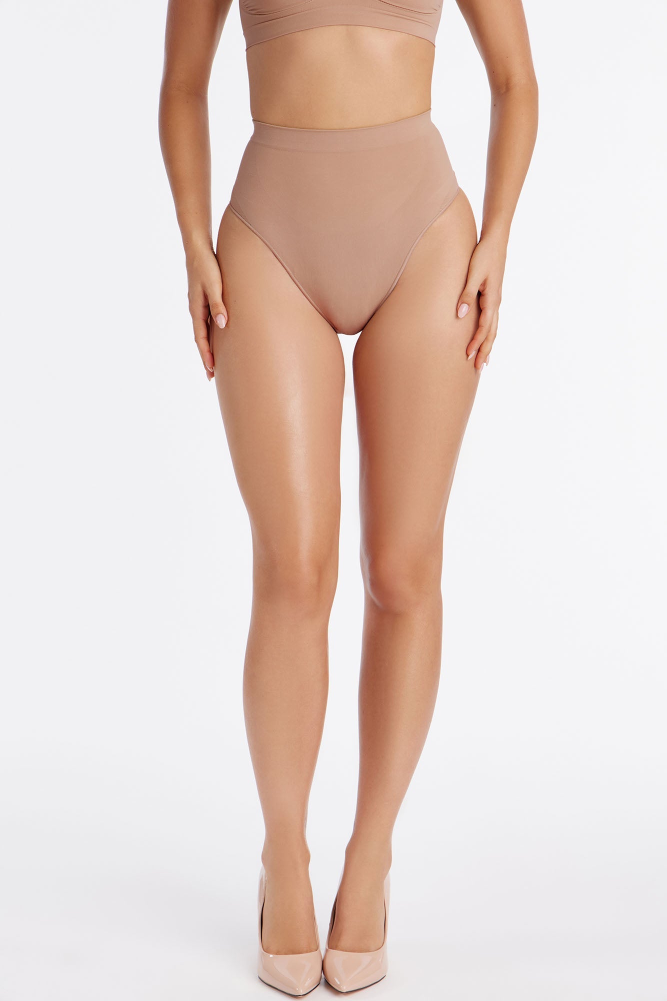 Nova Sculpt Seamless Strong Compression Mid Waist Thong - Nude