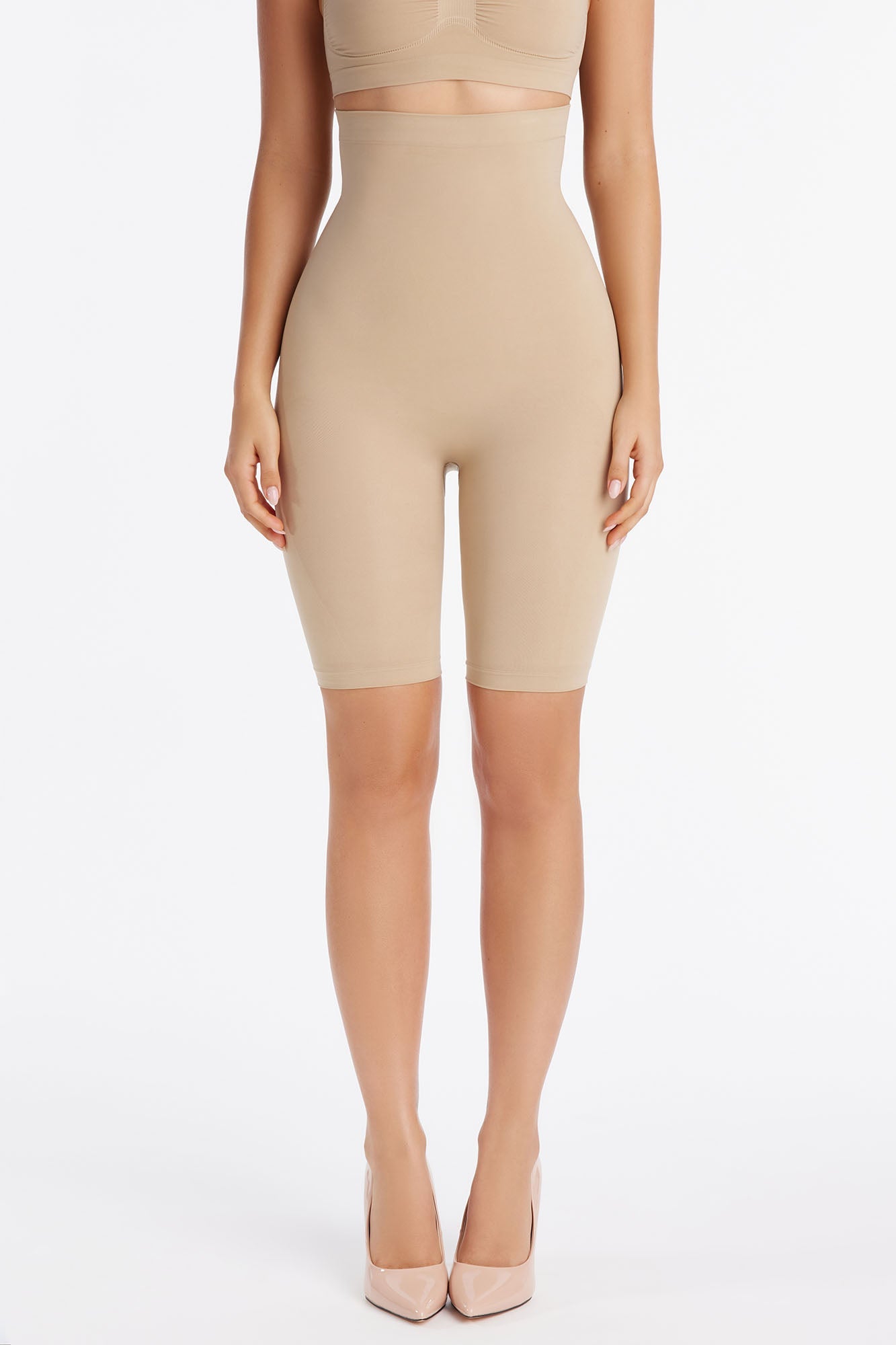Nova Sculpt Seamless Strong Compression High Waisted Thigh Shaper - Sand