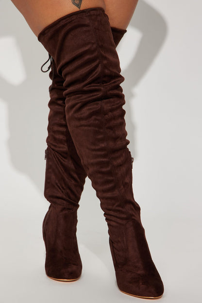 Pretty In Thigh High Boots - Chocolate