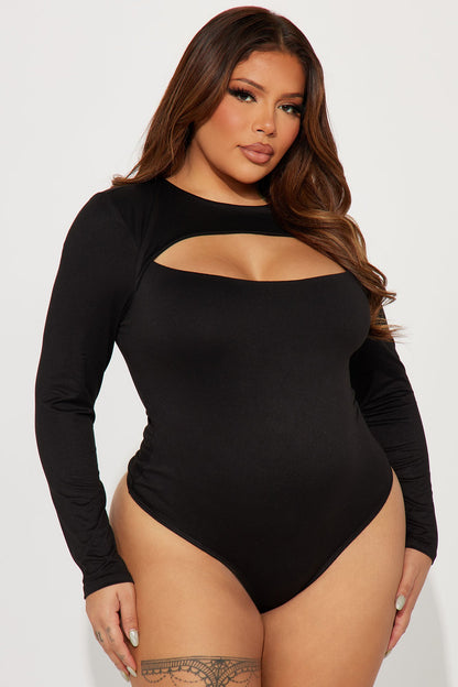 Eli Cut Out Long Sleeve Bodysuit - Black