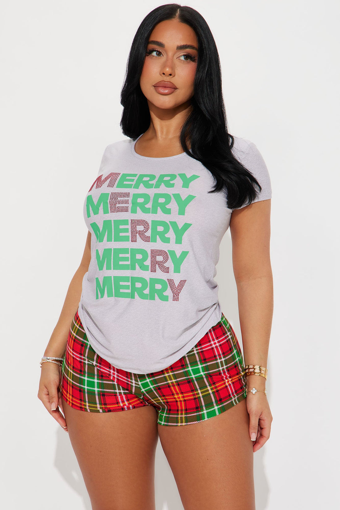 Be Merry PJ Short Set - Grey/combo