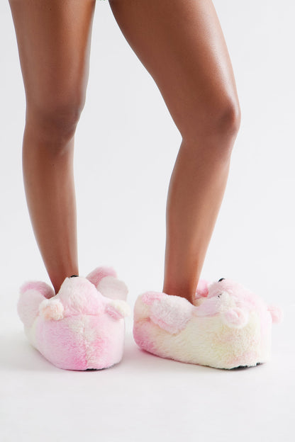 Tie Dye Bear Slippers - Pink