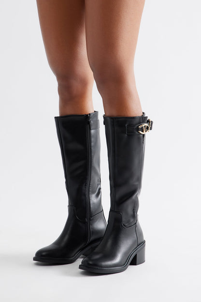 Trooper Hardware Faux Leather Boots - Black