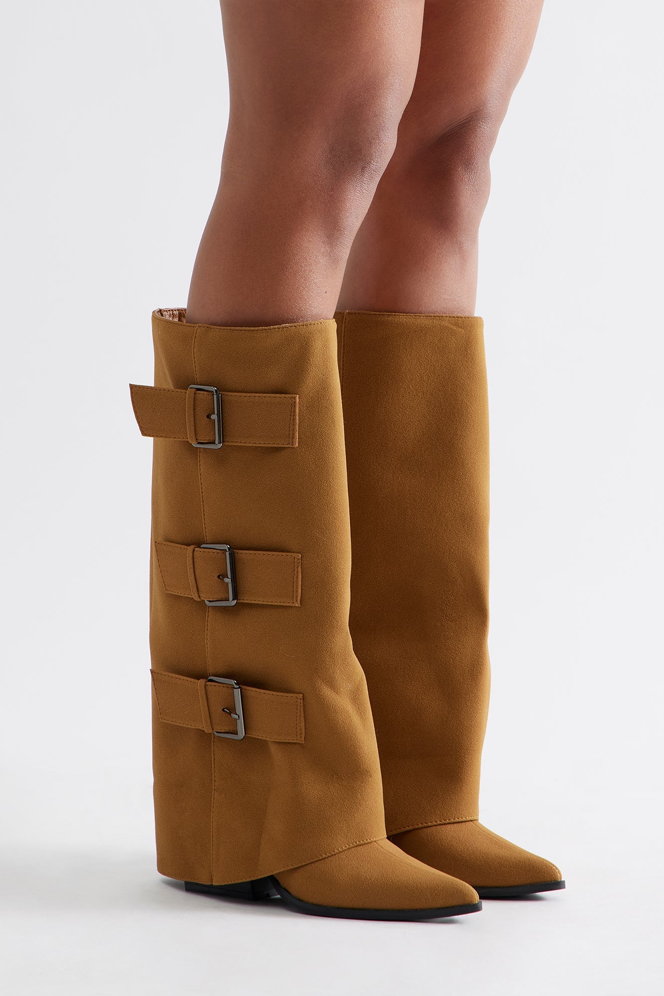 Toliver Buckle Overlay Boots - Tan