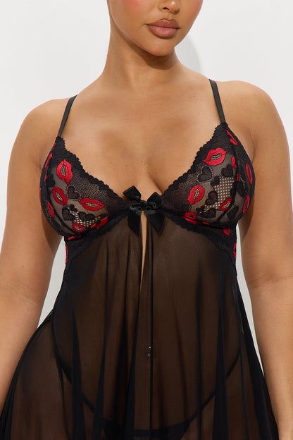 Vivian Mesh Flyaway Babydoll - Black