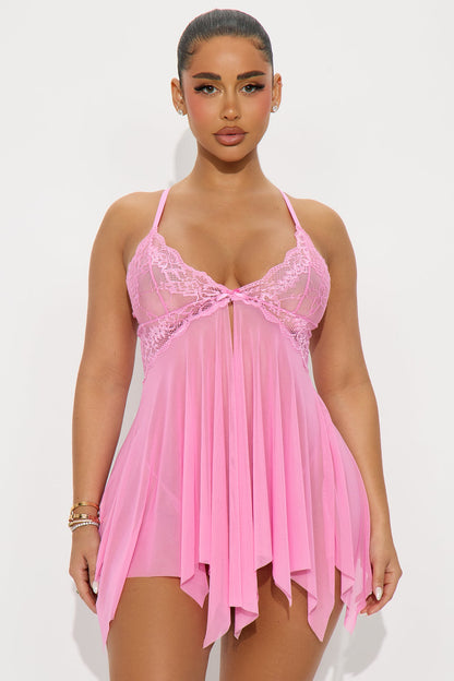 Tired Of Teasing Flyaway Babydoll - Pink