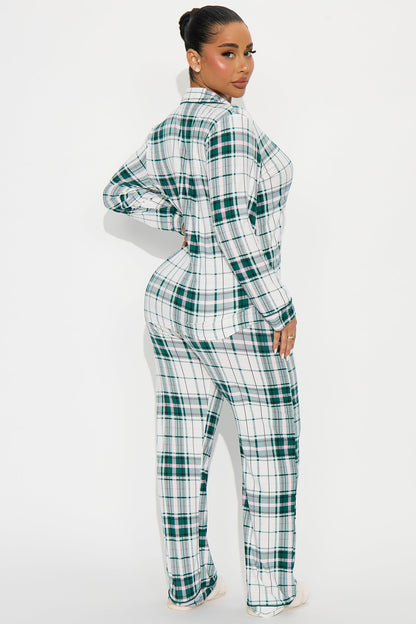 Sleep In Long Sleeve PJ Pant Set - Green/combo