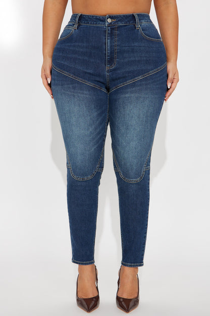 Time To Ride Moto Skinny Jeans - Dark Wash