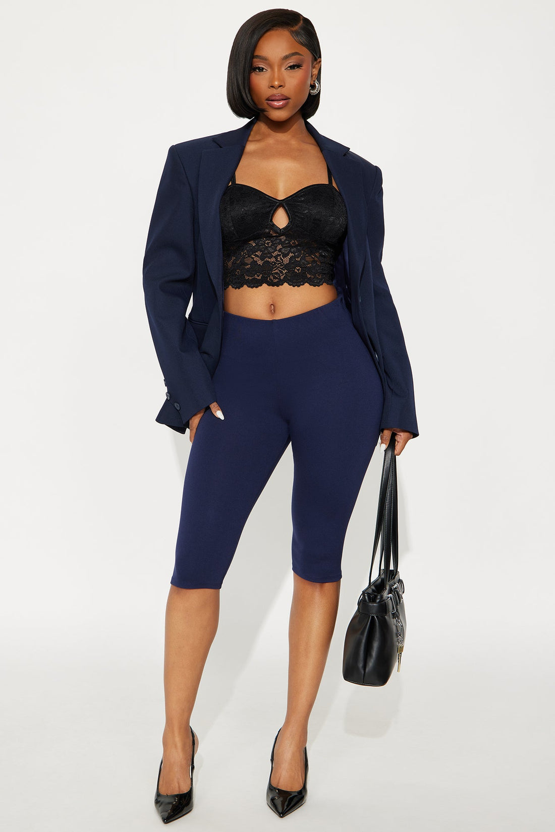 Echo Low Rise Ponte Capri Legging 14″ - Navy