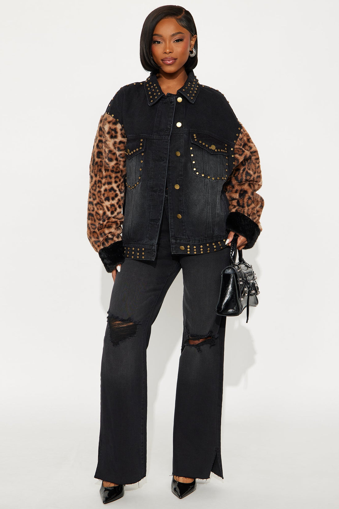 Fiercely Faux Fur Denim Jacket - Black Wash
