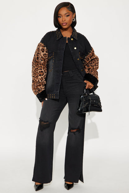 Doubling Down Ripped Flare Jeans - Black Wash