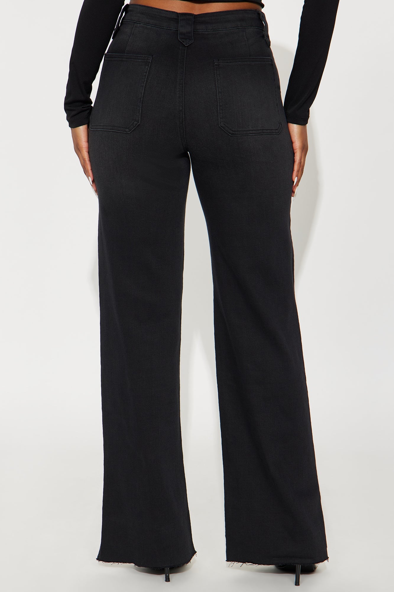 Doubling Down Ripped Flare Jeans - Black Wash