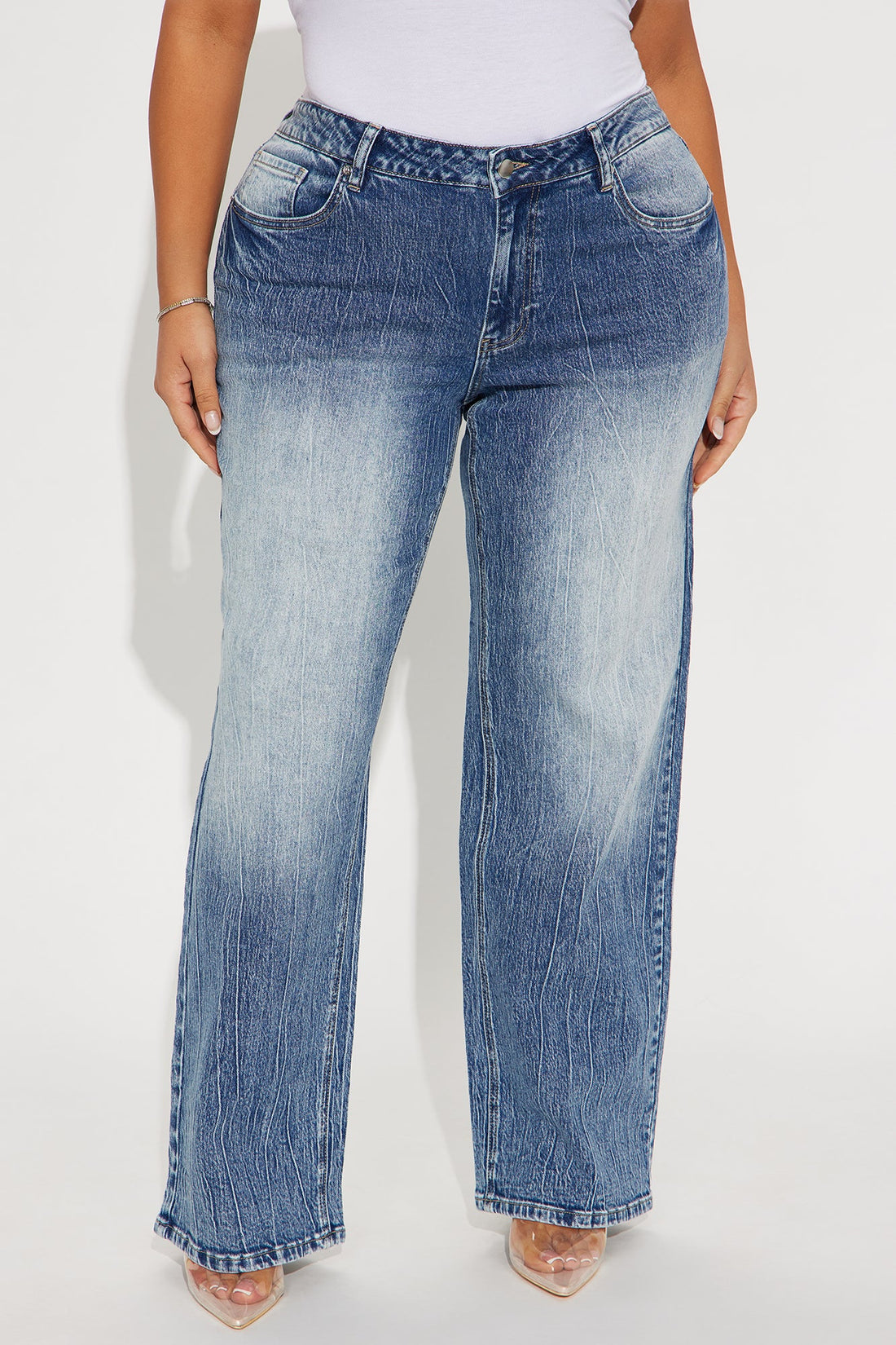 Highs And Lows Stretch Straight Leg Jeans - Medium Wash