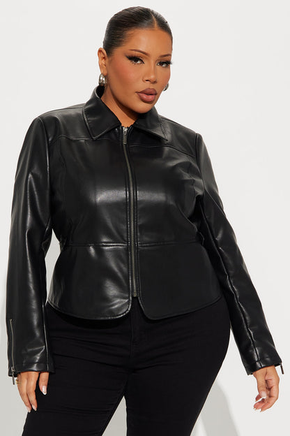 All Access Faux Leather Moto Jacket - Black