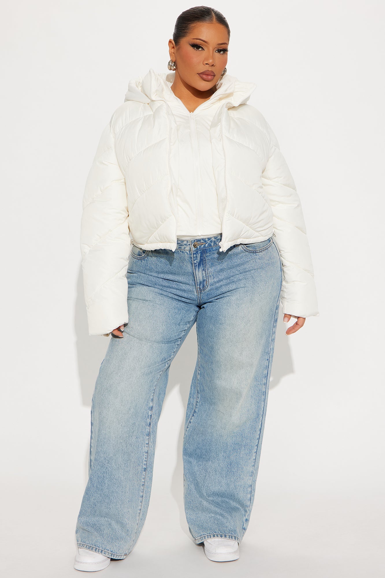 Pippa Cropped Layered Puffer Jacket - Ivory