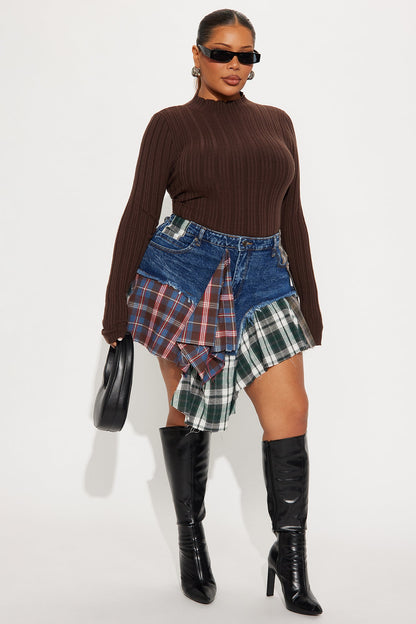 Rad In Plaid Skirt - Dark Wash