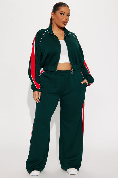 In Motion Mock Neck Lounge Pant Set - Hunter