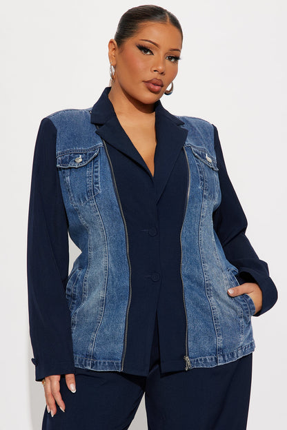 Tall Cityscape Remix Blazer Pant Set - Navy
