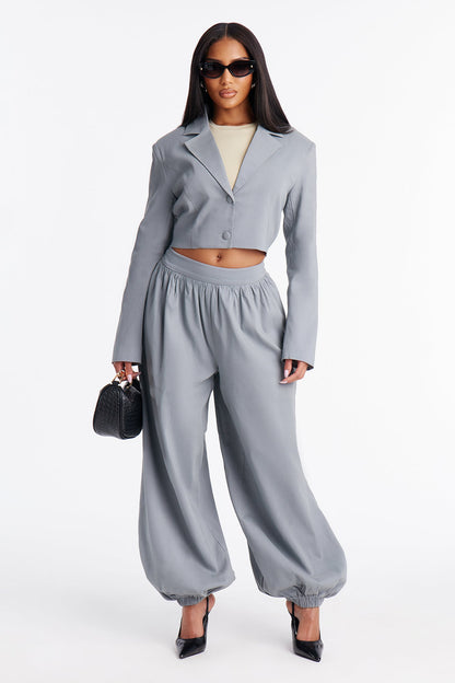 Shes In Charge Balloon Pant Set - Grey