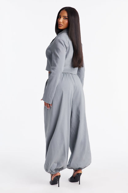 Shes In Charge Balloon Pant Set - Grey